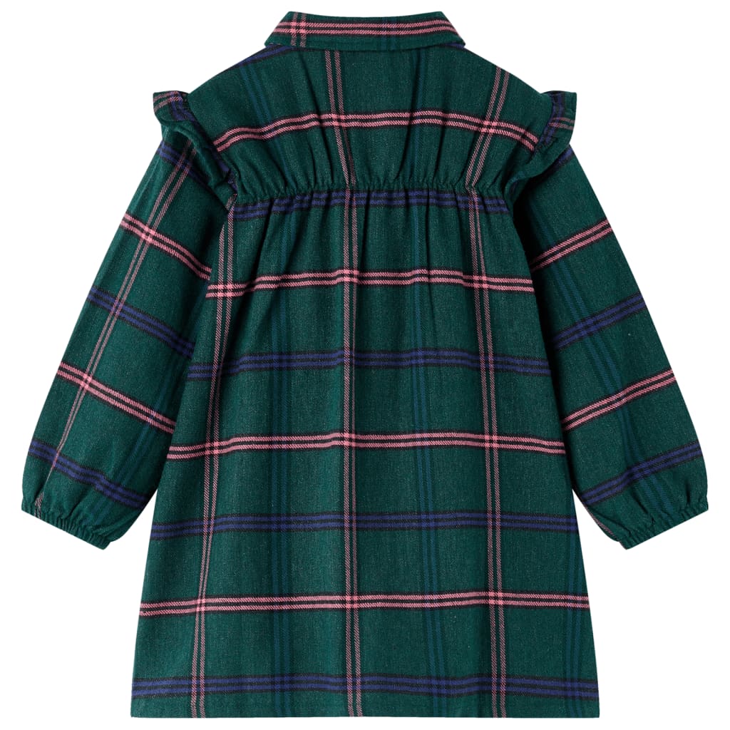 Robe pour enfant à manches longues et volants vert foncé 92