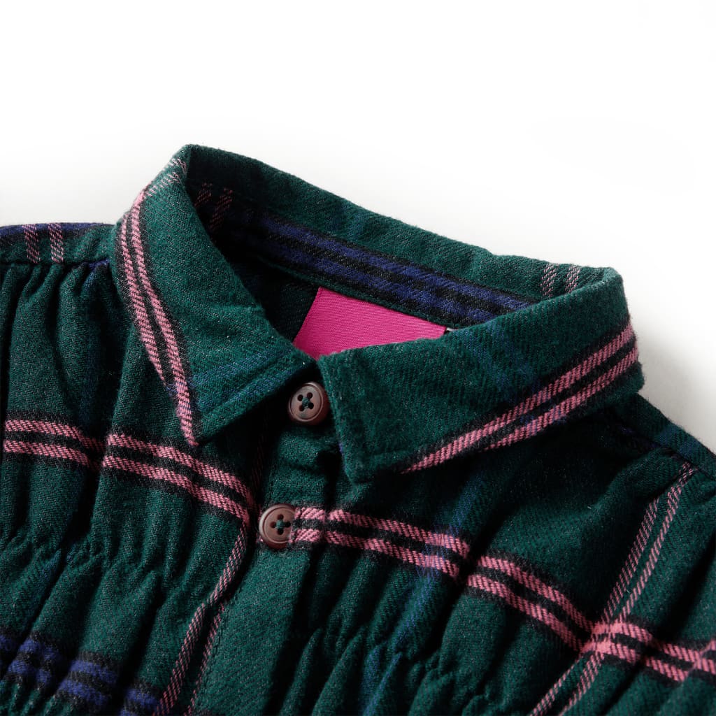 Robe pour enfant à manches longues et volants vert foncé 92