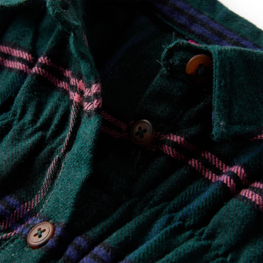 Robe pour enfant à manches longues et volants vert foncé 92