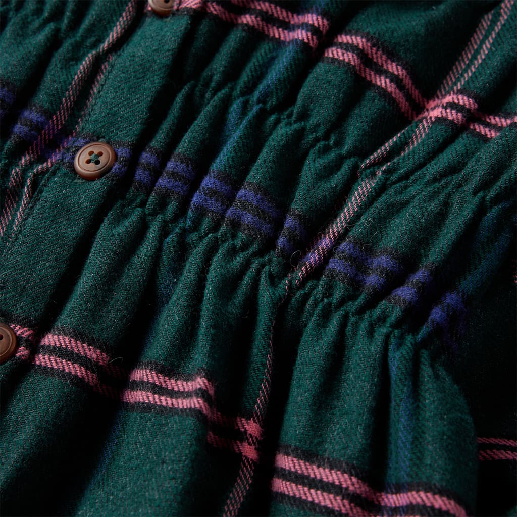 Robe pour enfant à manches longues et volants vert foncé 92