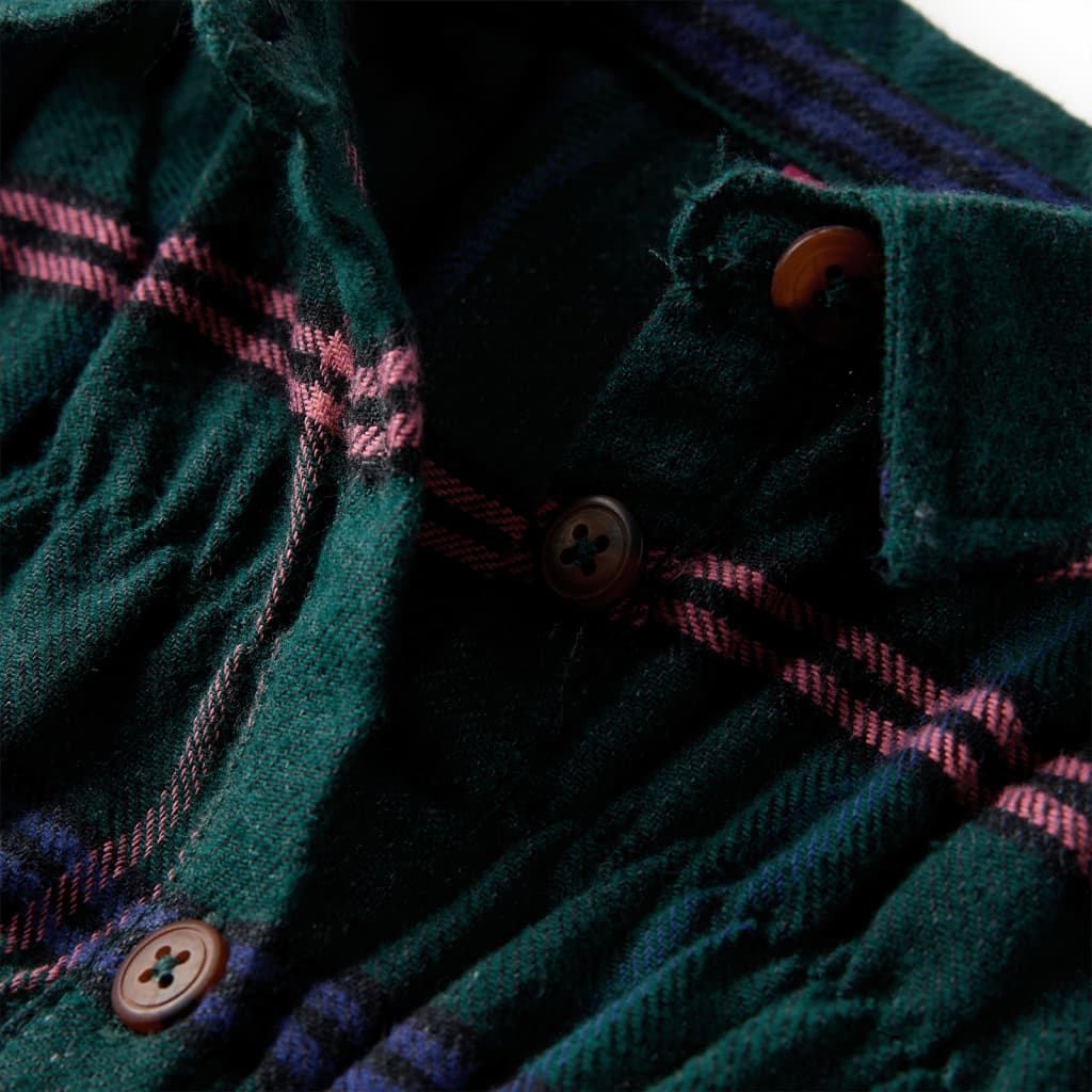Robe enfant à manches longues et volants vert foncé 128