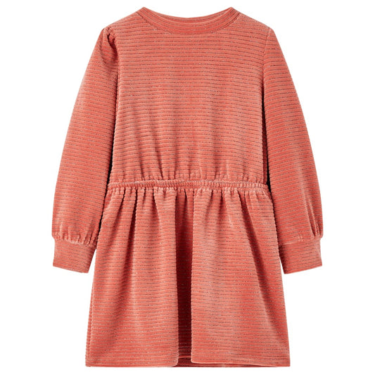 Girls' long-sleeved dress, mid-pink, size 92