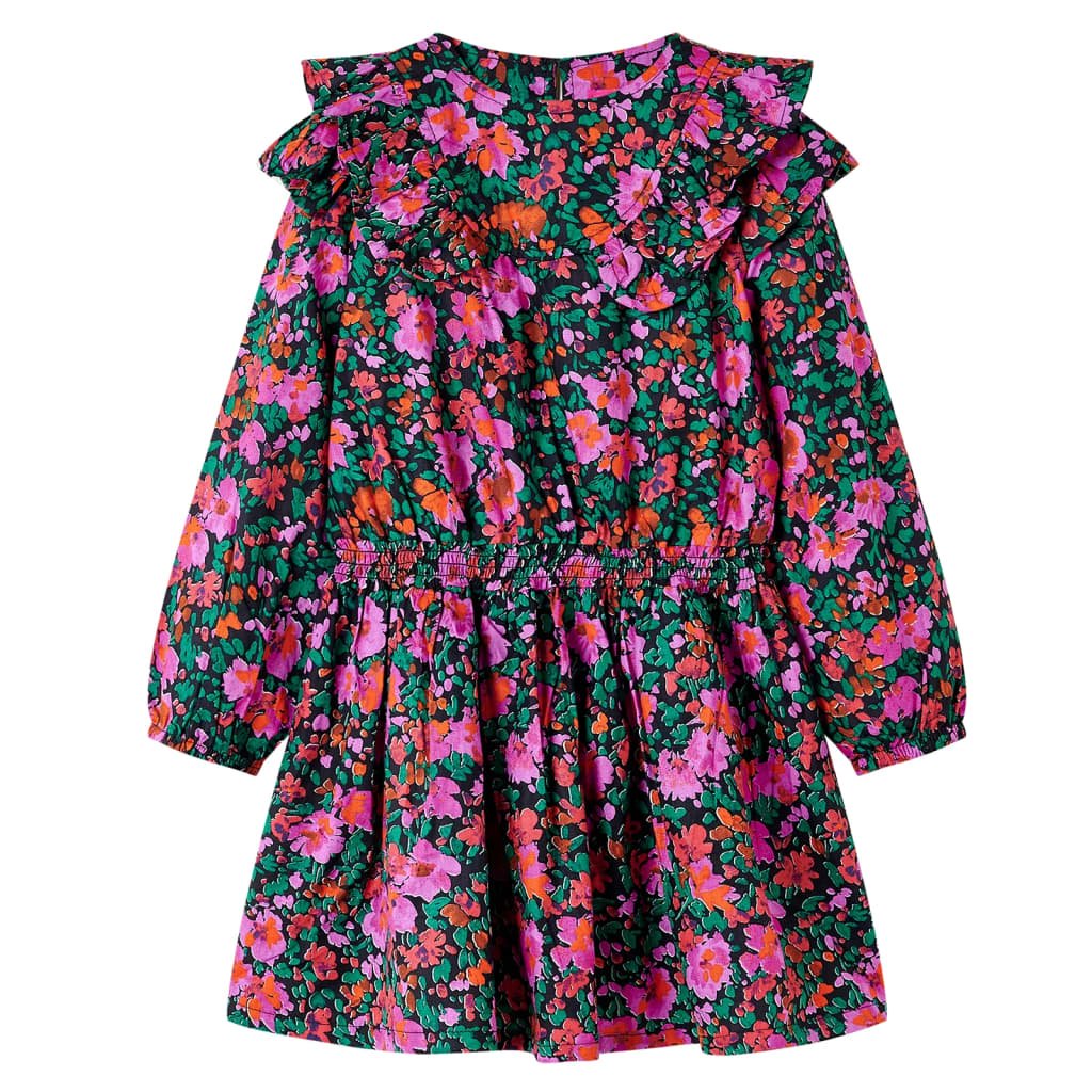 Robe d'enfant à manches longues rose vif 116