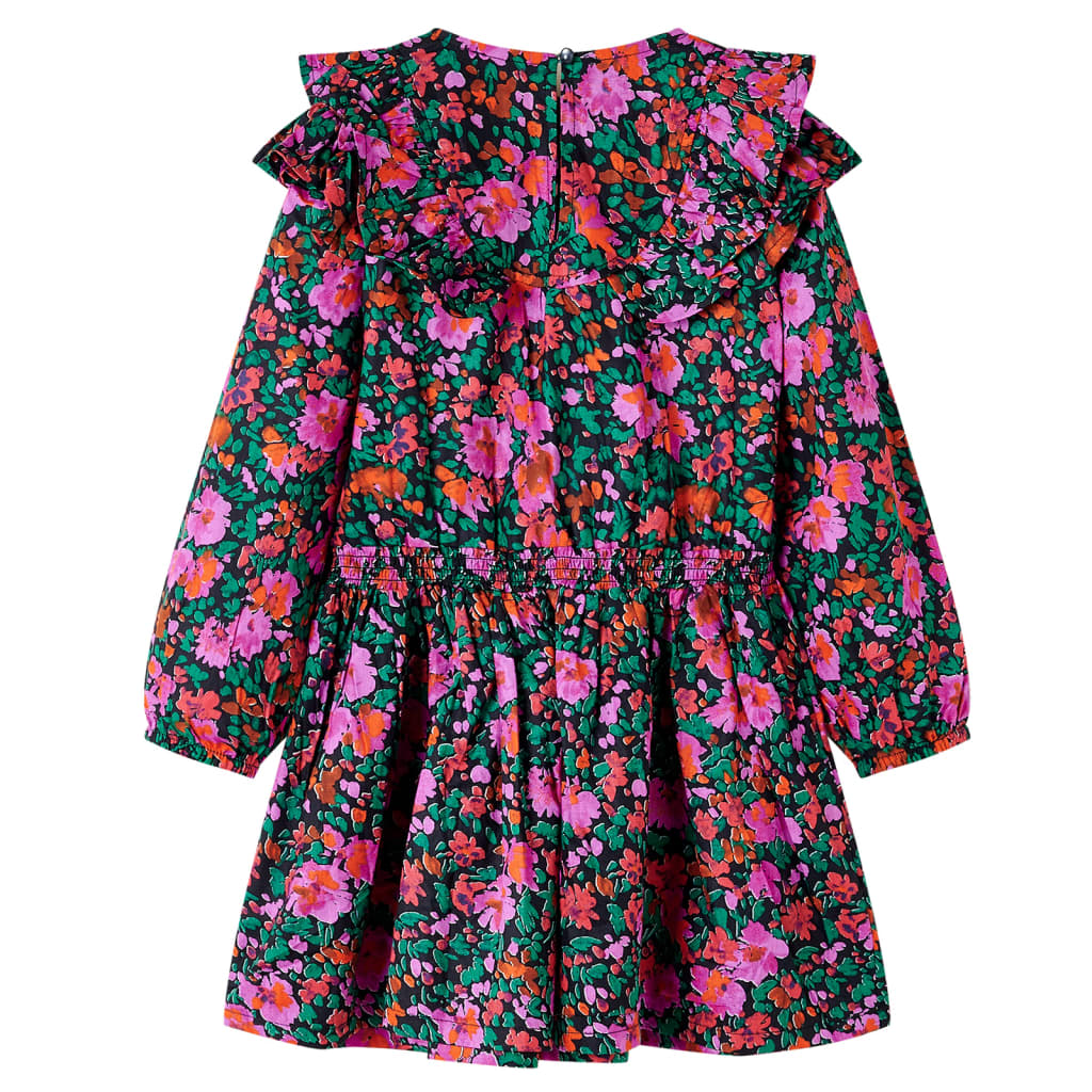 Robe d'enfant à manches longues rose vif 116