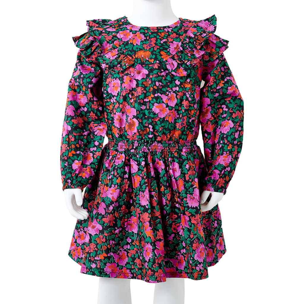 Robe d'enfant à manches longues rose vif 116