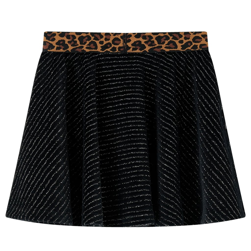 Girls' skirt with waistband in leopard print black 116