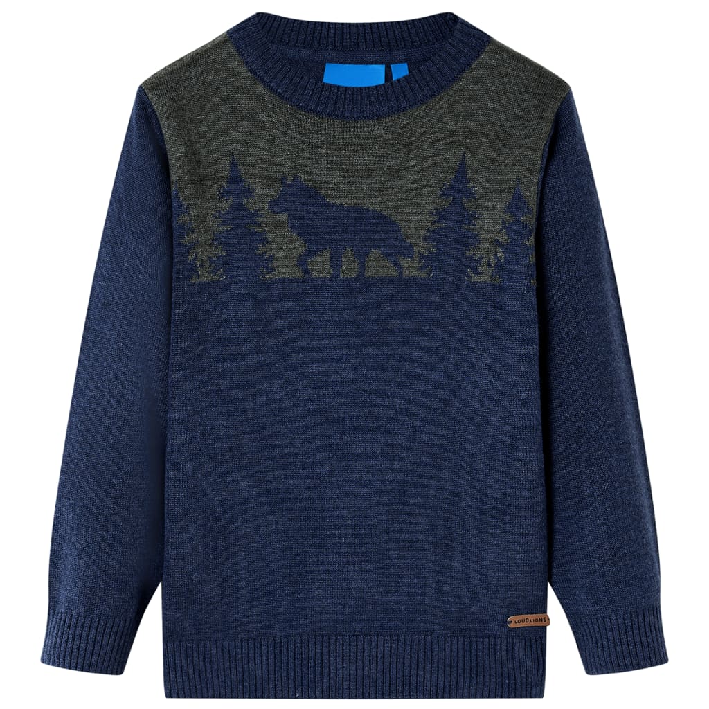 Pull enfant tricoté bleu marine 104