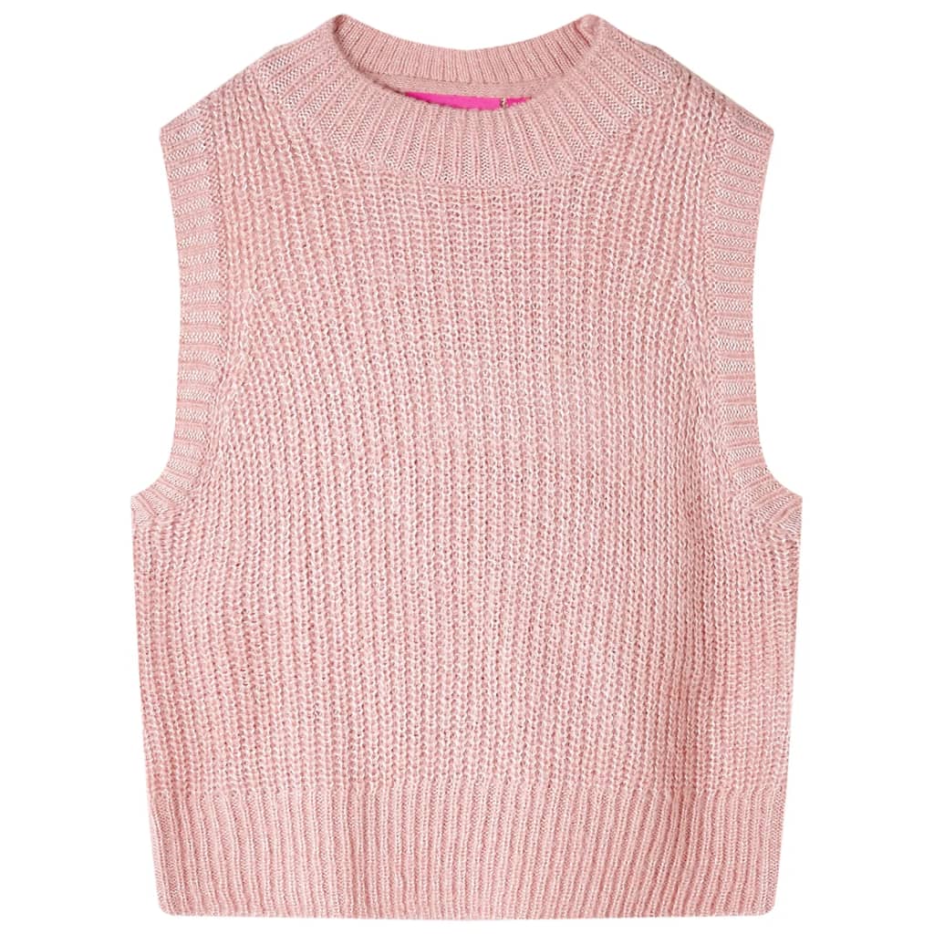 Gilet-pull enfant tricoté rose clair 128