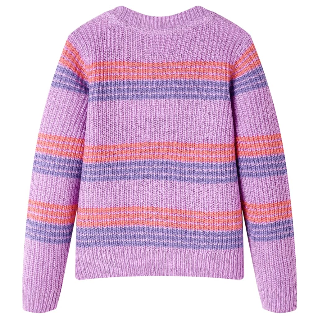 Pull enfant rayé tricoté violet et rose 92