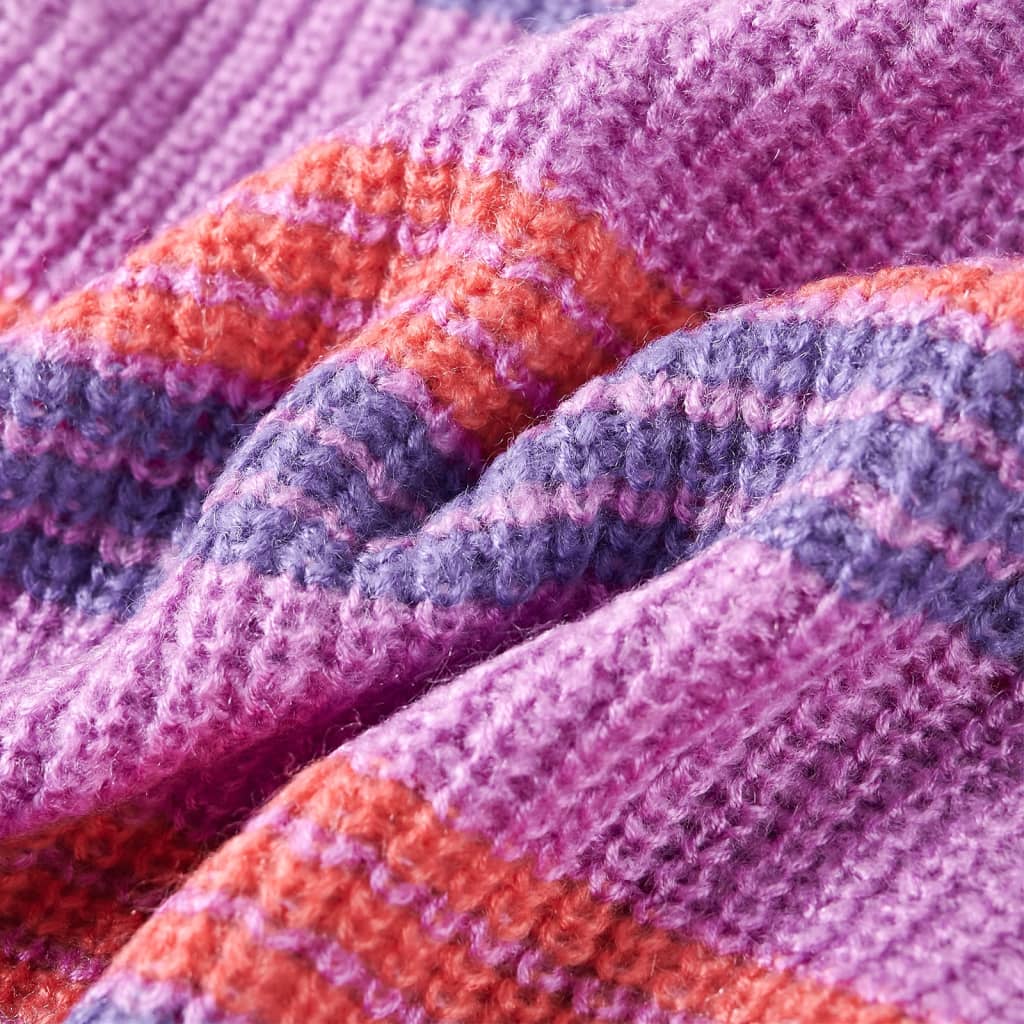 Pull enfant rayé tricoté violet et rose 92