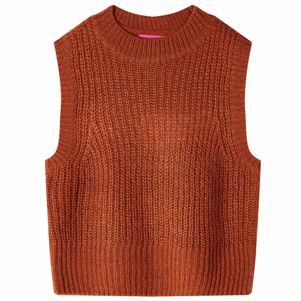 Kids' Knitted Sleeveless Sweater Cognac 116