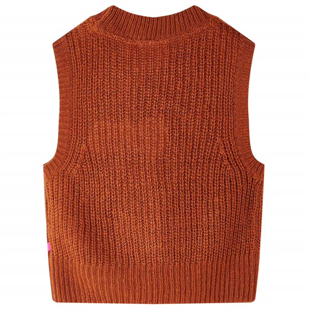 Kids' Knitted Sleeveless Sweater Cognac 116