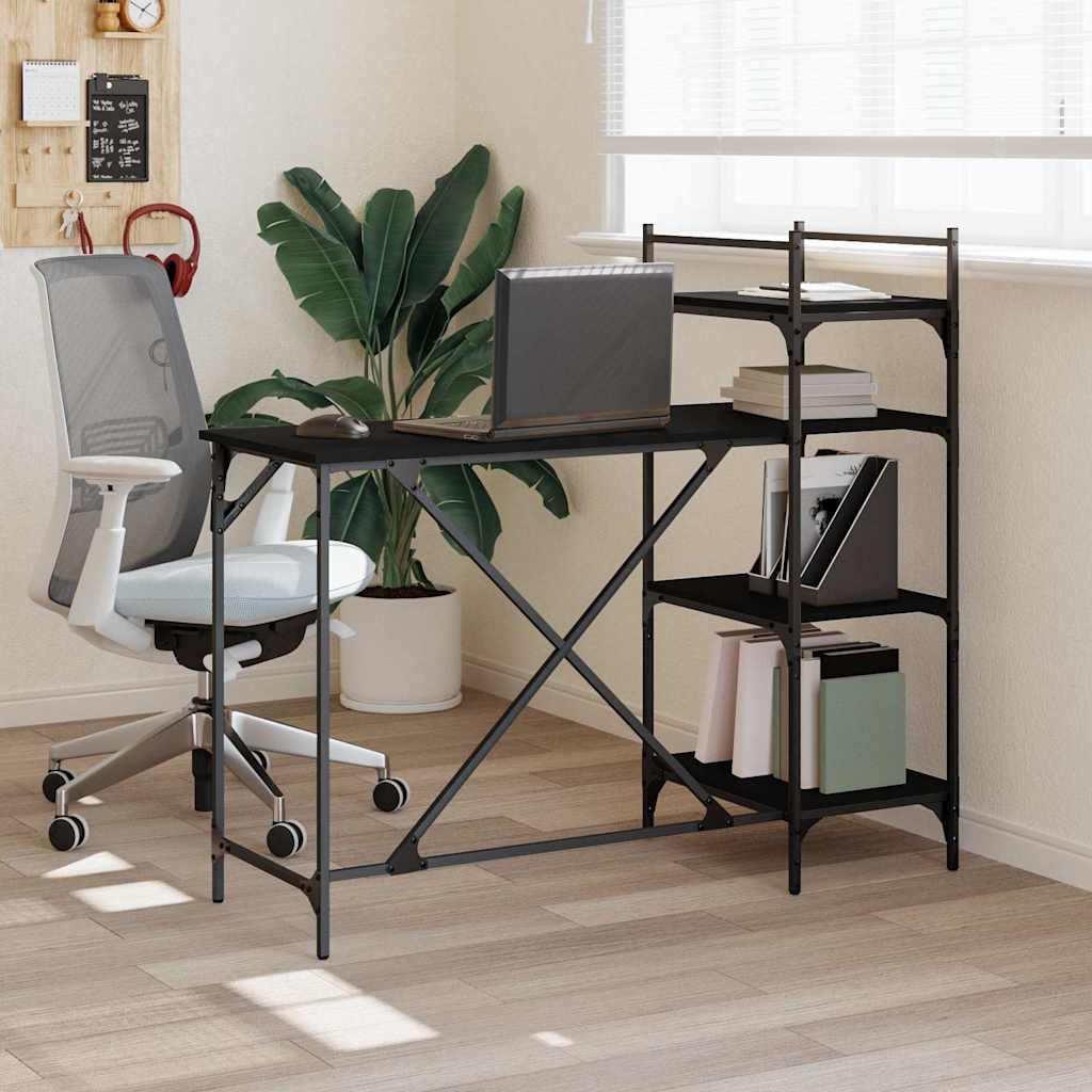 Computer Desk with Shelf Black 120x47x109 cm