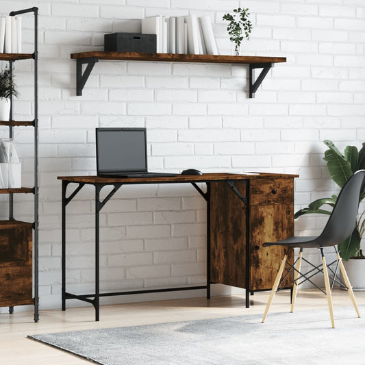 Bureau informatique Chêne fumé 131x48x75 cm Matériau à base de bois