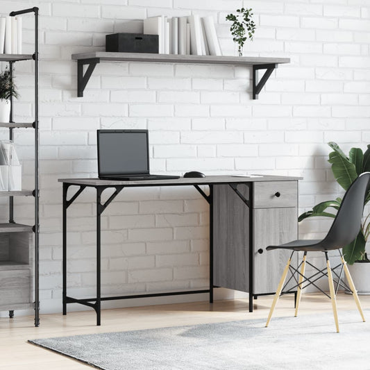 Bureau informatique gris Sonoma 131x48x75 cm en bois d'ingénierie