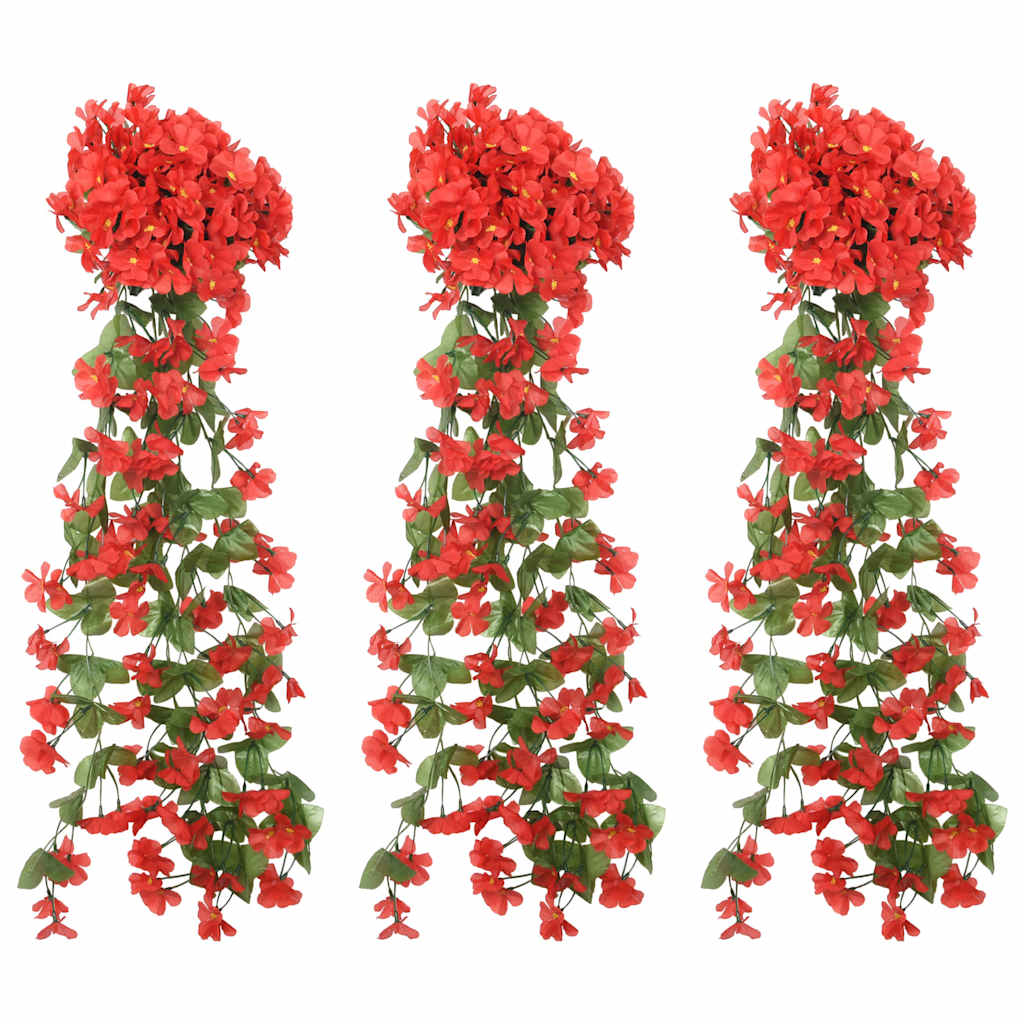 Flower Garlands Flowers 3 pcs. Red 85 cm