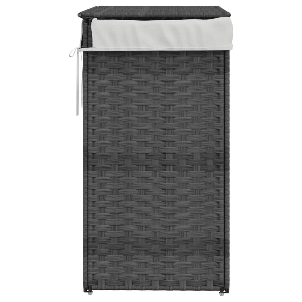 Laundry Basket with Lid Grey 46x33x60 cm Poly Rattan