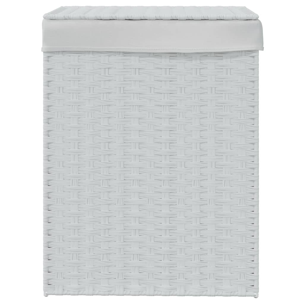 Panier à linge avec couvercle Blanc 46x33x60 cm Poly rotin
