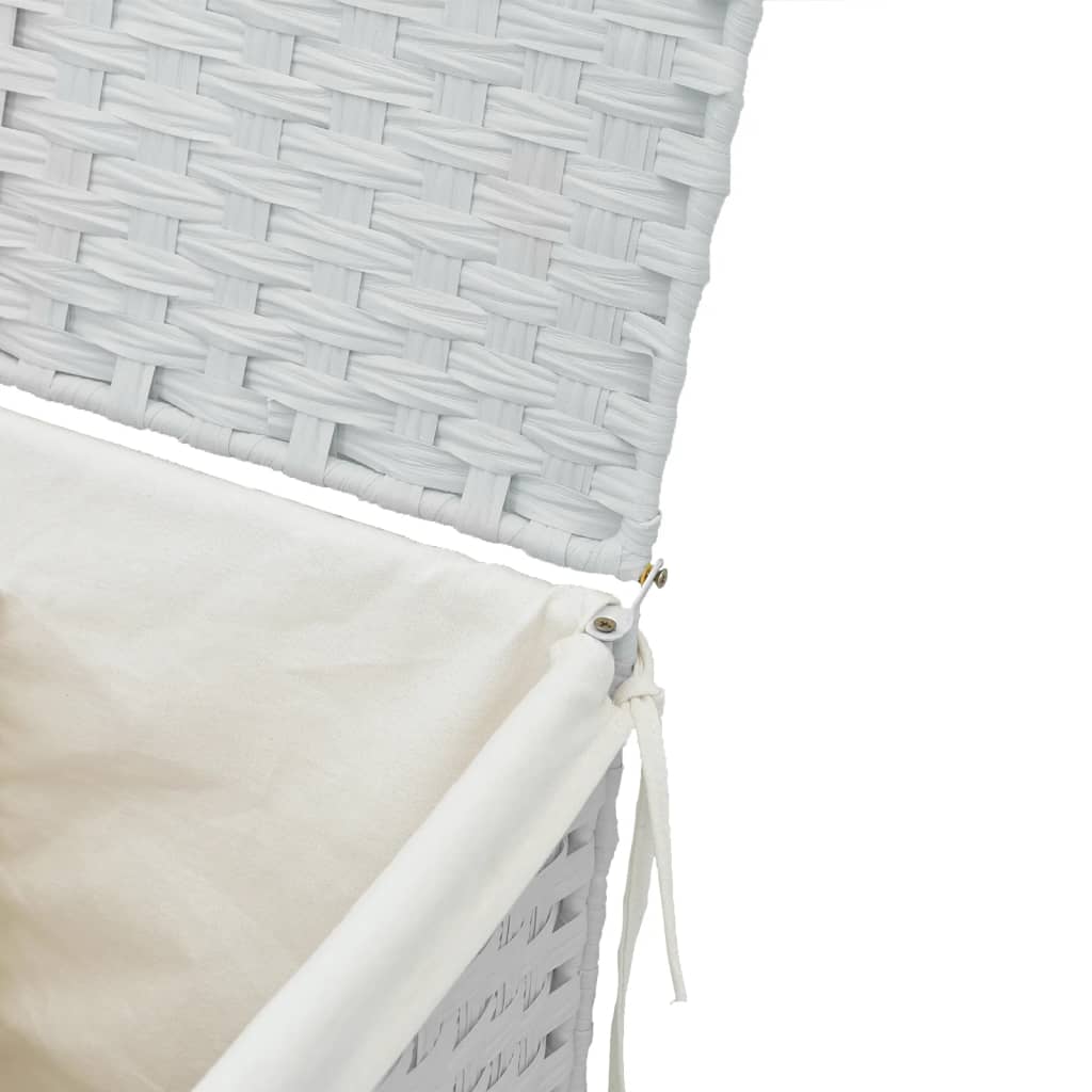 Panier à linge avec couvercle Blanc 46x33x60 cm Poly rotin