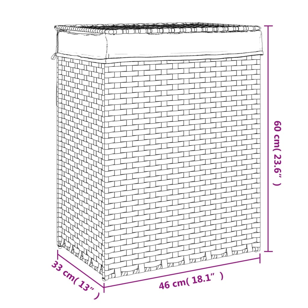 Panier à linge avec couvercle Blanc 46x33x60 cm Poly rotin