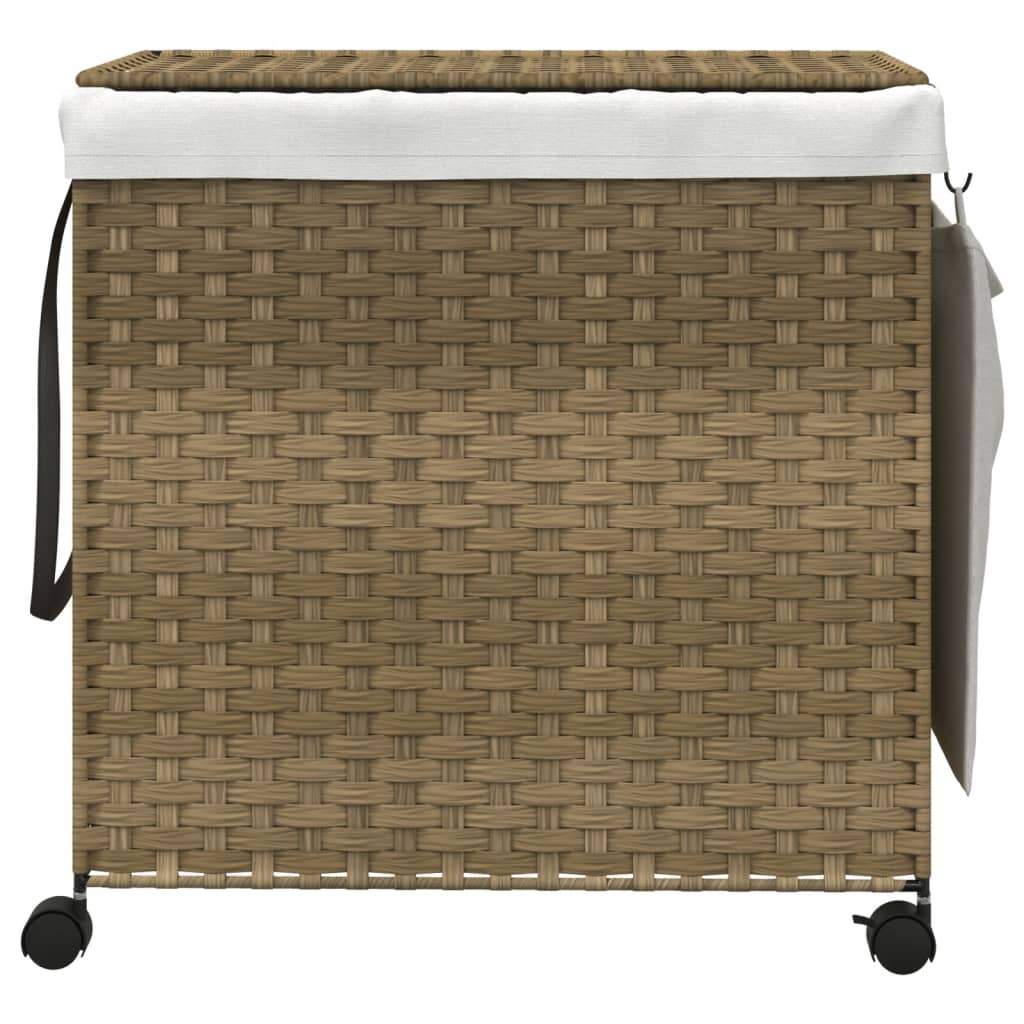 Panier à linge avec roulettes 60x35x60,5 cm Rotin