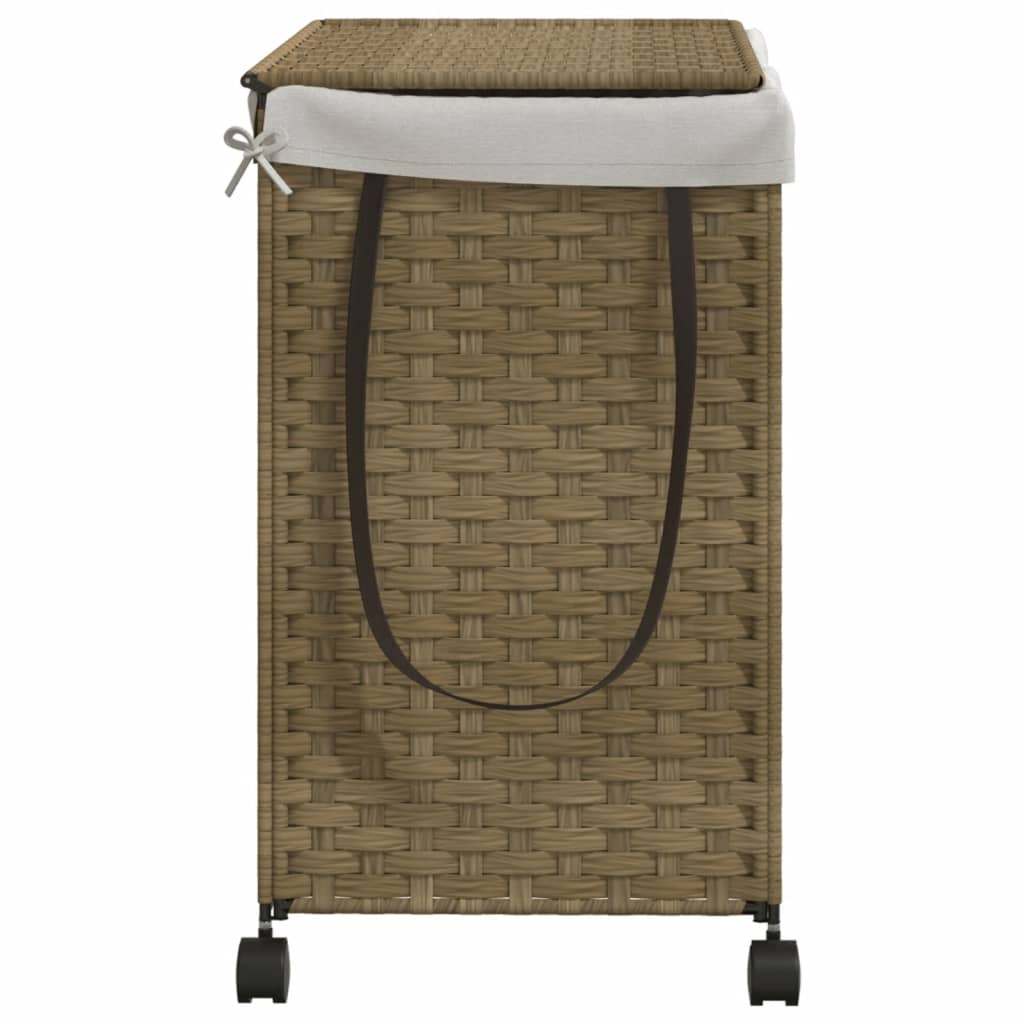 Panier à linge avec roulettes 60x35x60,5 cm Rotin