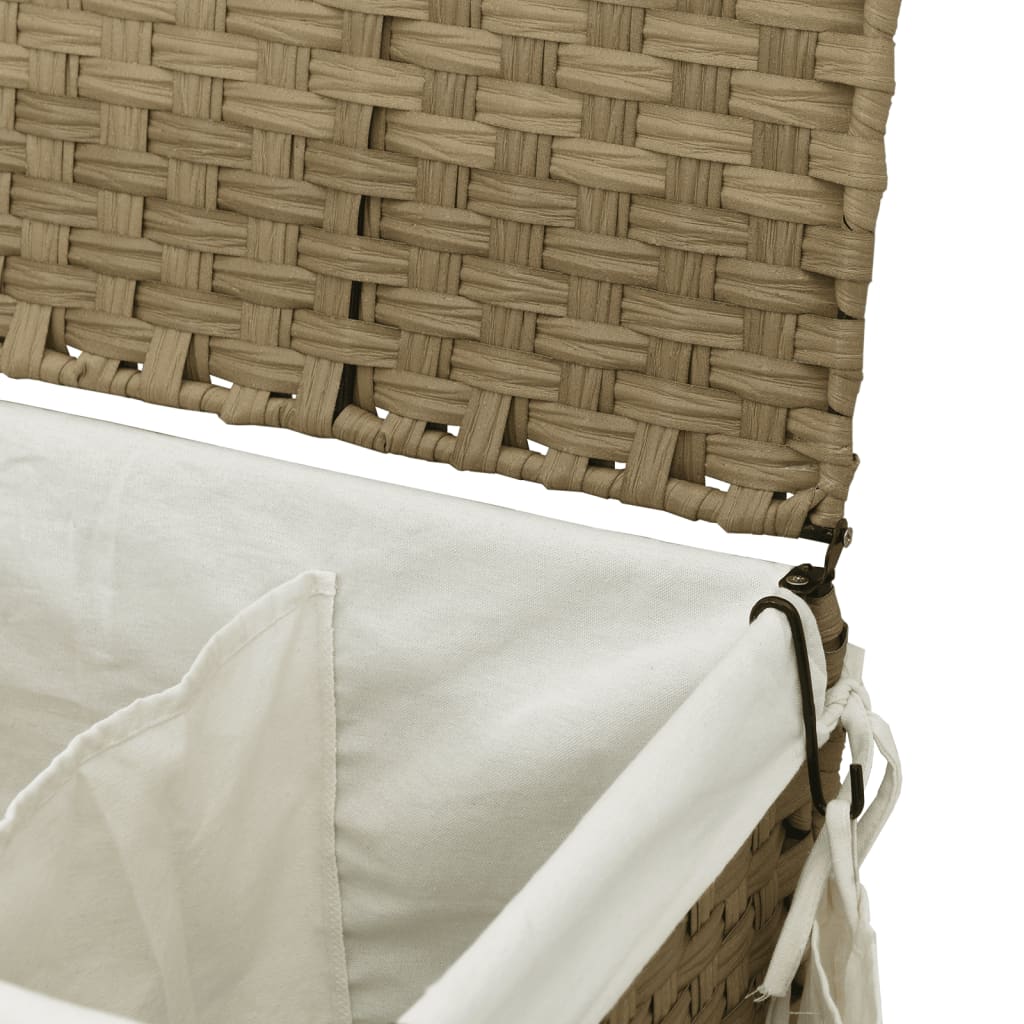 Panier à linge avec roulettes 60x35x60,5 cm Rotin