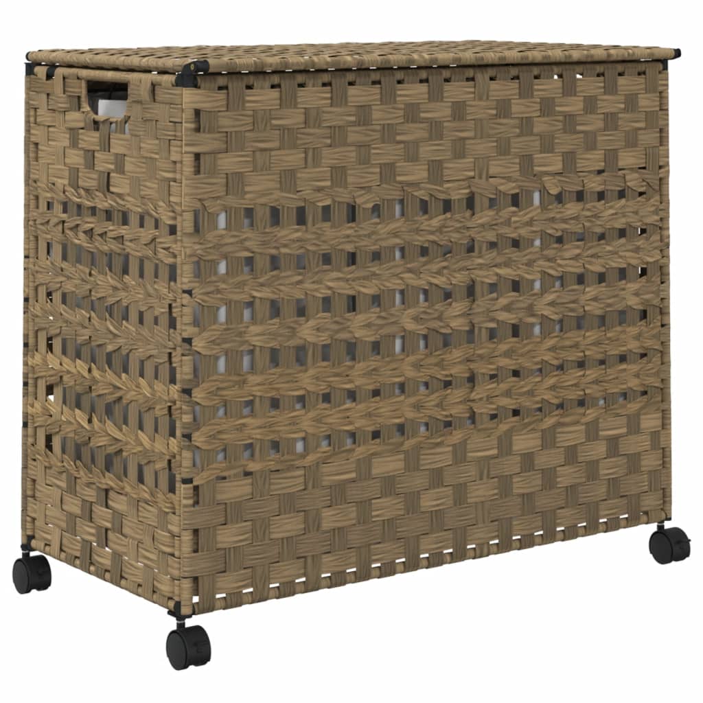 Laundry Basket with Wheels 66x35x60 cm Rattan