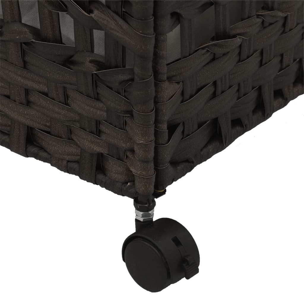Panier à linge sur roulettes marron foncé 66x35x60 cm rotin