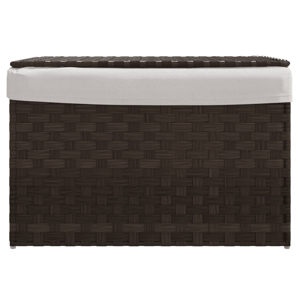 Panier à linge avec couvercle Marron foncé 55,5x35x34 cm Rotin synthétique