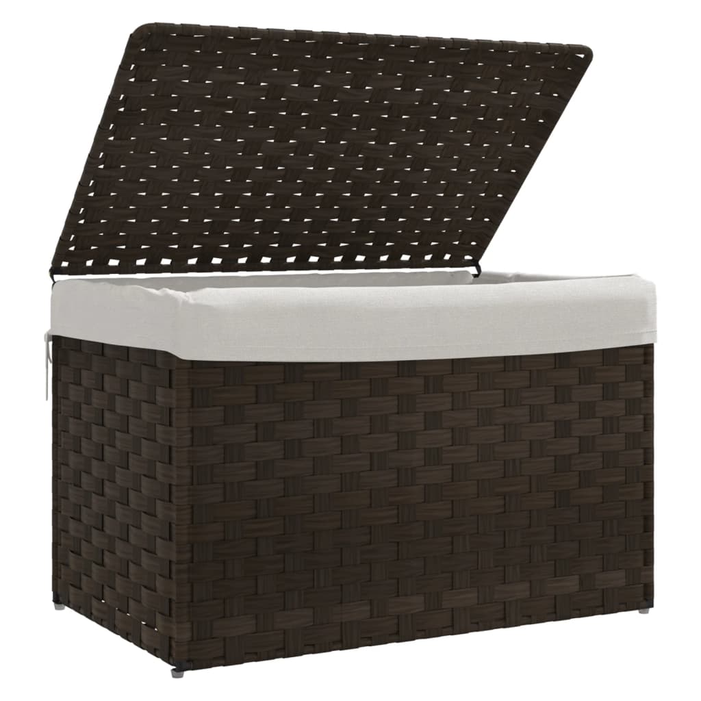 Panier à linge avec couvercle Marron foncé 55,5x35x34 cm Rotin synthétique