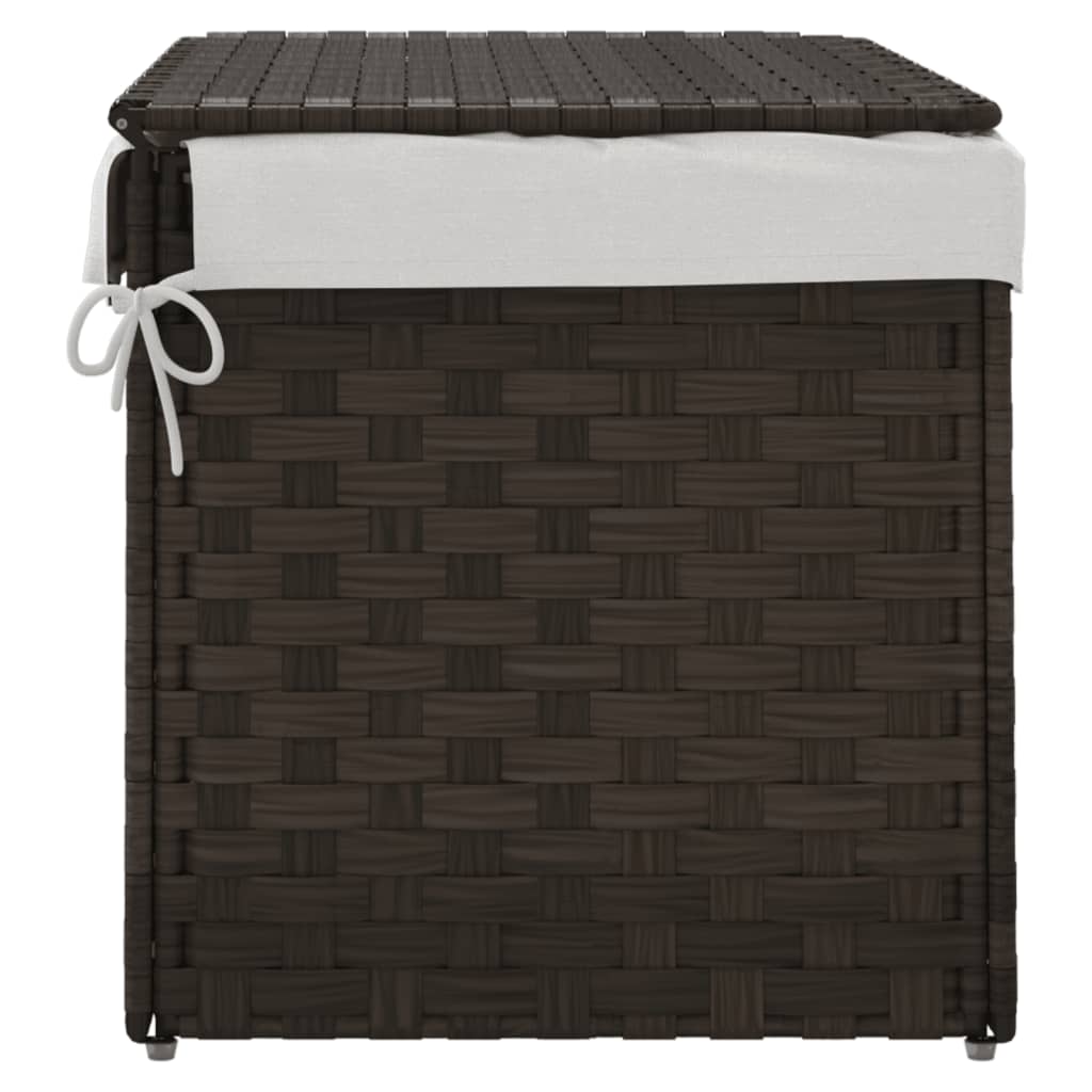 Panier à linge avec couvercle Marron foncé 55,5x35x34 cm Rotin synthétique
