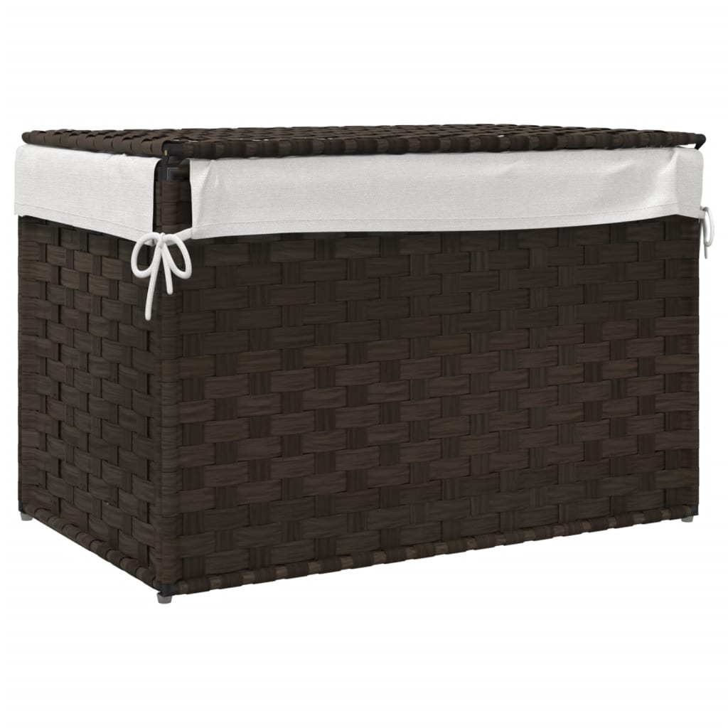 Panier à linge avec couvercle Marron foncé 55,5x35x34 cm Rotin synthétique