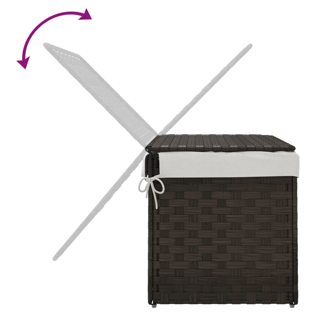 Panier à linge avec couvercle Marron foncé 55,5x35x34 cm Rotin synthétique