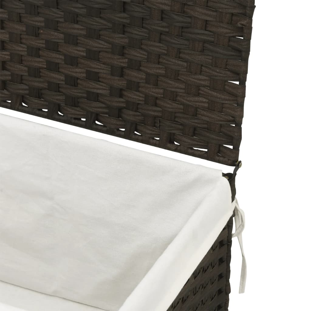 Panier à linge avec couvercle Marron foncé 55,5x35x34 cm Rotin synthétique