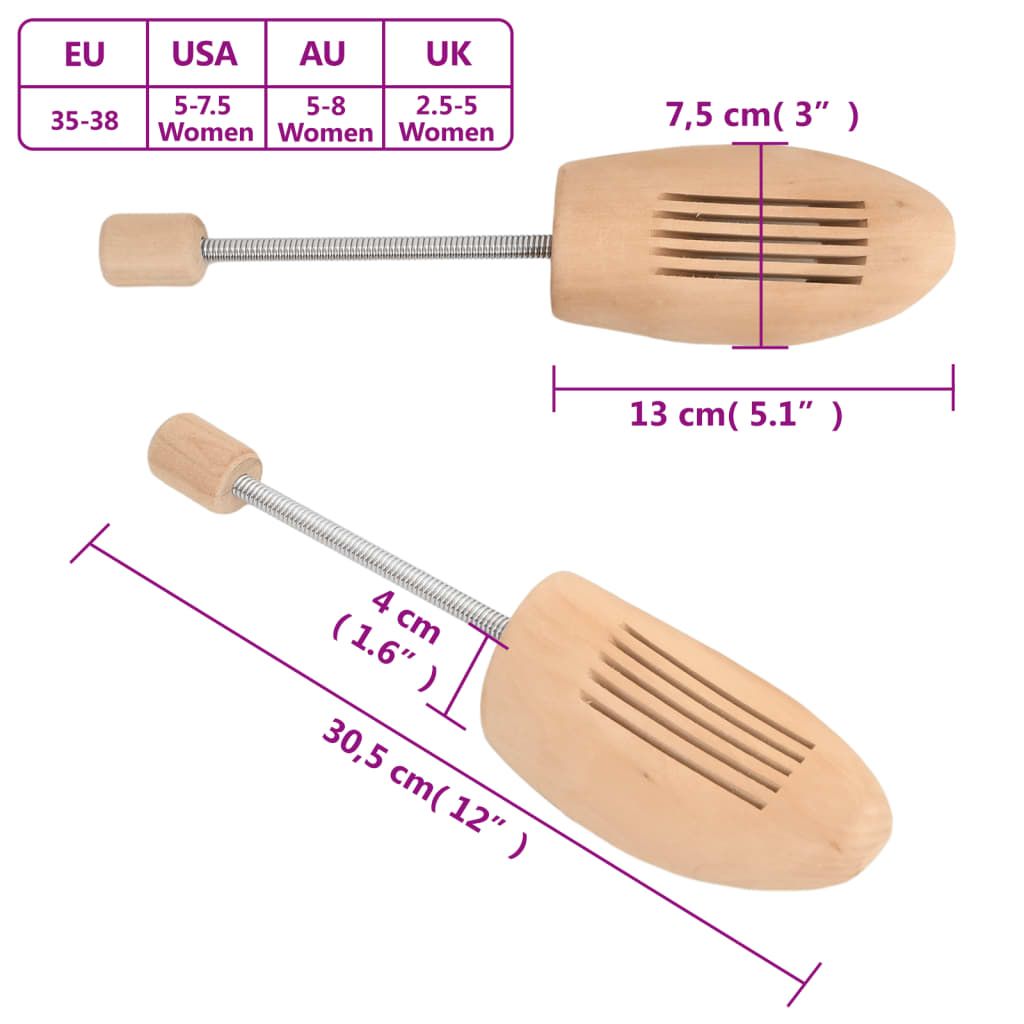 Embauchoirs 2 paires 35-38 Bois massif Lotus