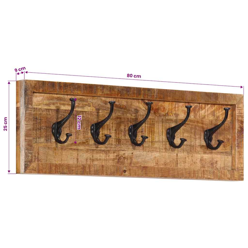 Wandgarderobe mit 5 Haken Massivholz Mango