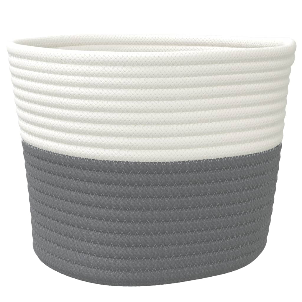 Storage Baskets 2 pcs. Grey and White Ø24x18 cm Cotton