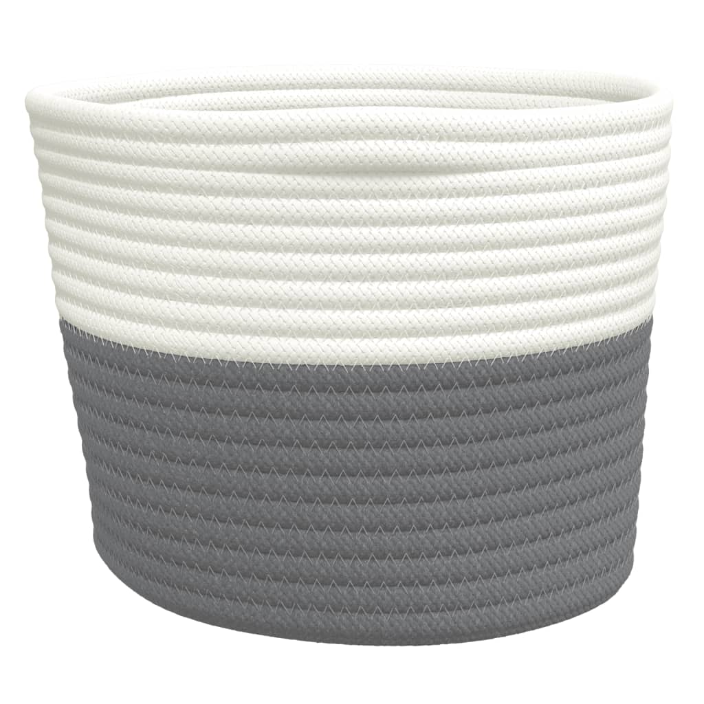 Storage Baskets 2 pcs. Grey and White Ø24x18 cm Cotton