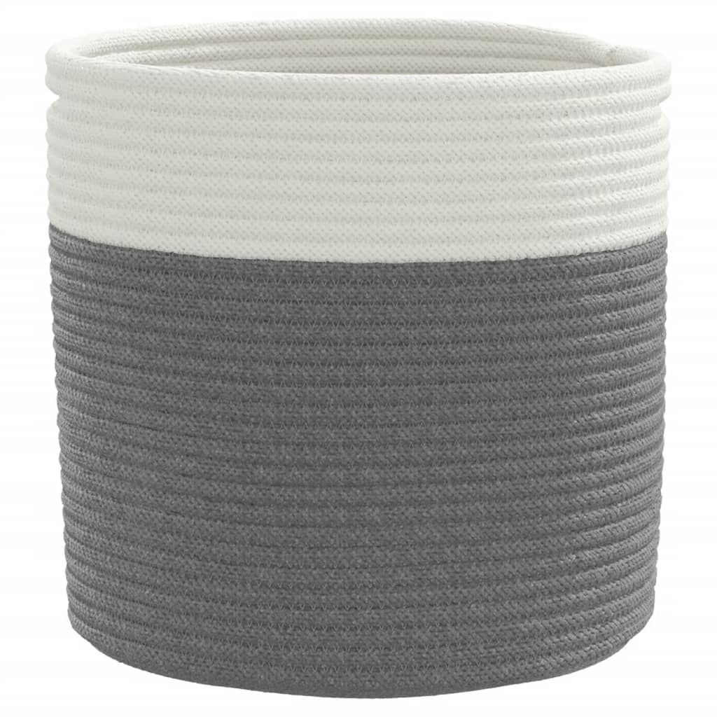 Paniers de rangement 2 pcs Gris et blanc Ø28x28 cm Coton