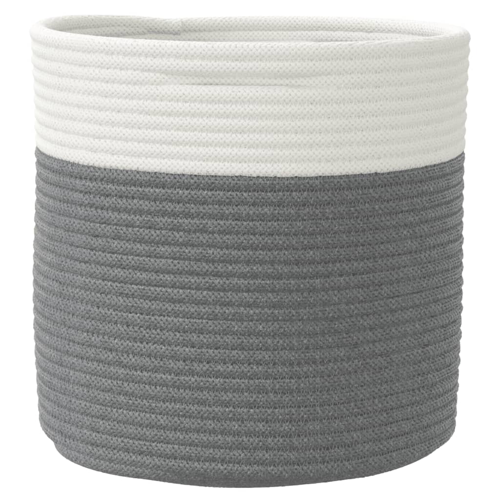 Paniers de rangement 2 pcs Gris et blanc Ø28x28 cm Coton