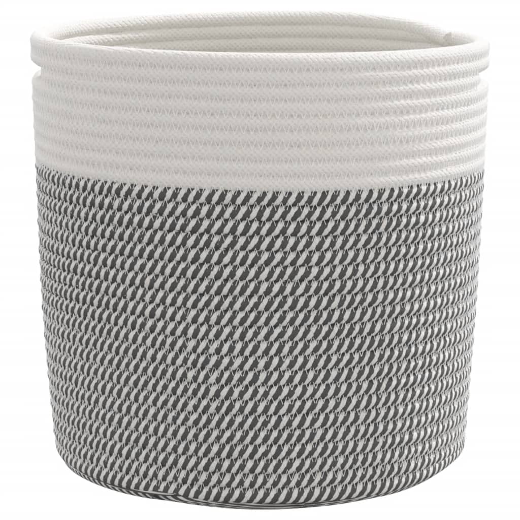 Storage Baskets 2 pcs. Grey and White Ø28x28 cm Cotton