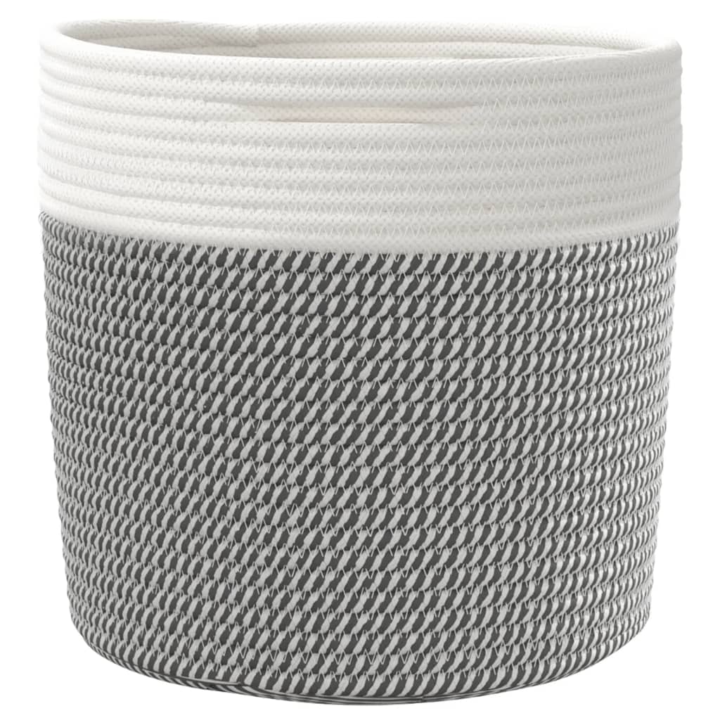 Storage Baskets 2 pcs. Grey and White Ø28x28 cm Cotton