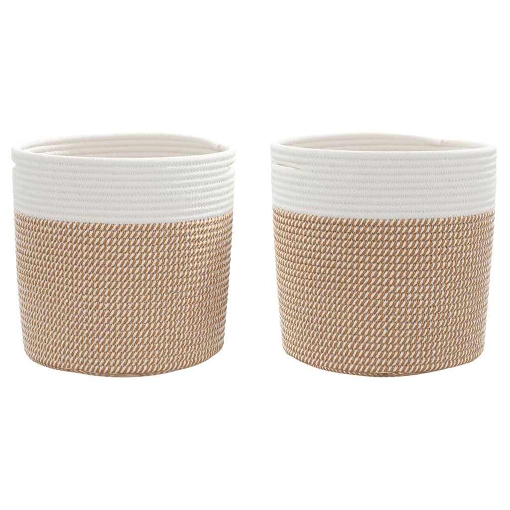 Storage baskets 2 pcs. Brown and White Ø28x28 cm Cotton