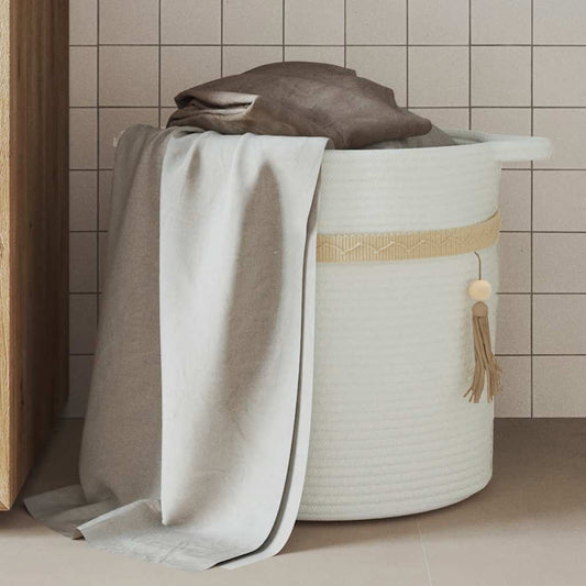 Aufbewahrungskorb Weiß Ø38x36 cm Baumwolle