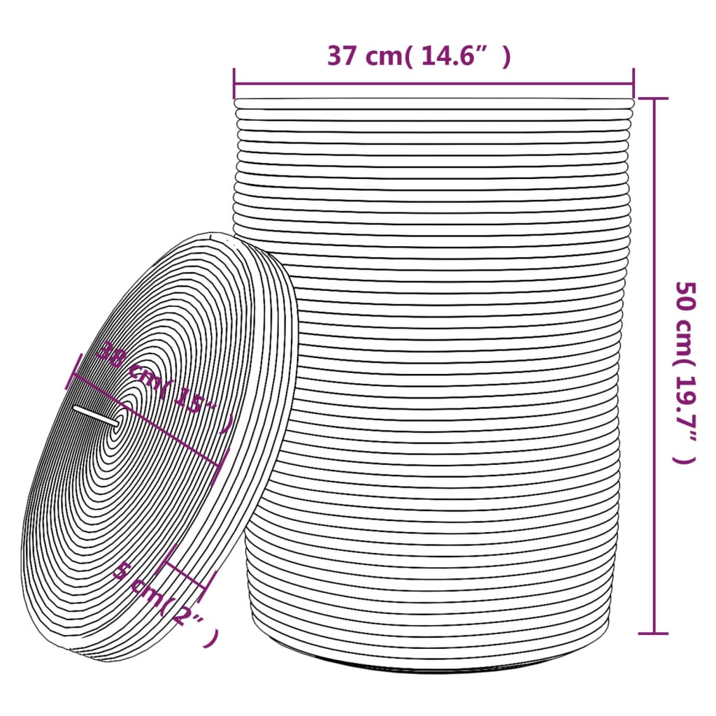 Storage Basket with Lid Brown & White Ø37x50 cm Cotton