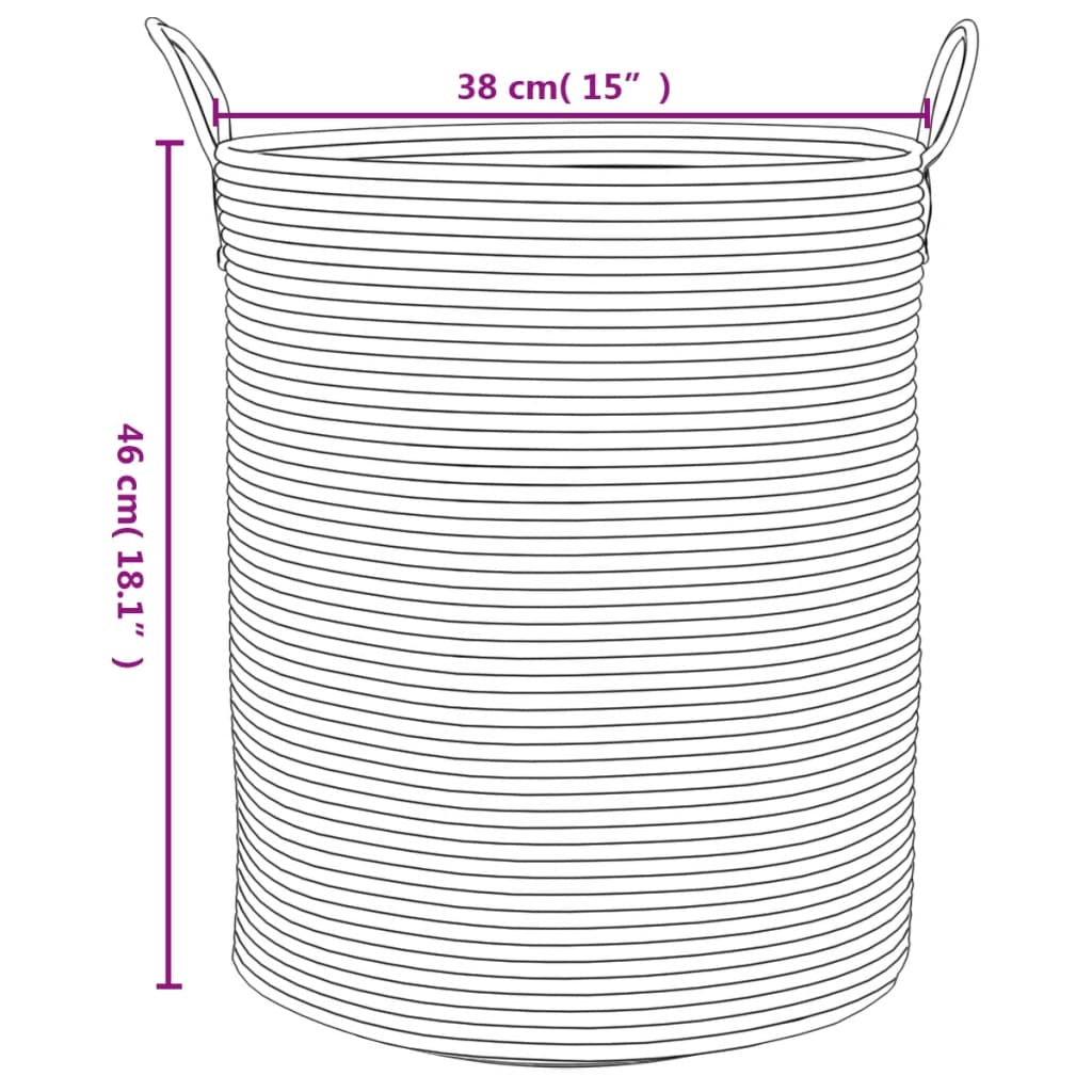 Storage Basket Grey and White Ø38x46 cm Cotton