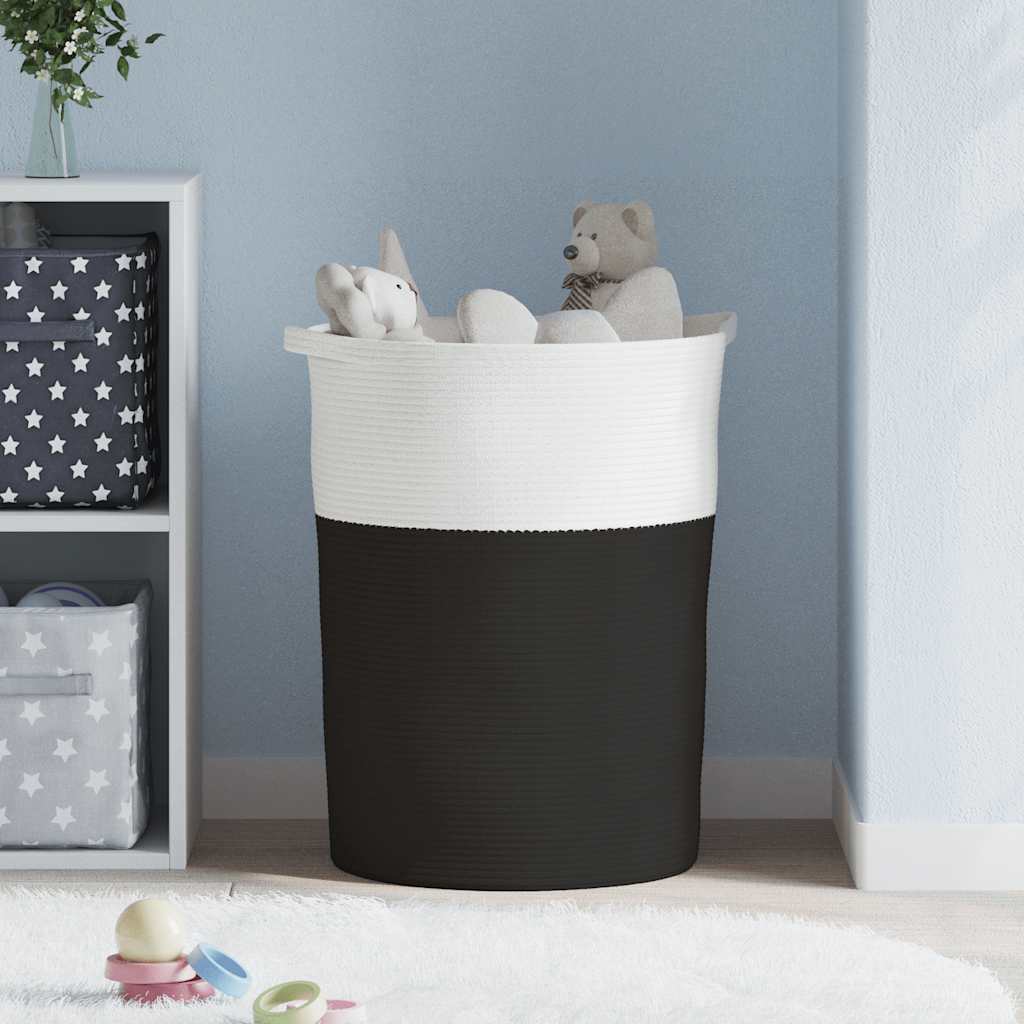 Panier de rangement Noir et Blanc 49x65 cm Coton