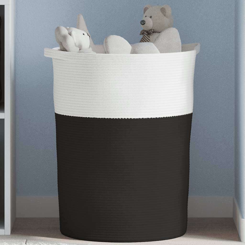 Panier de rangement Noir et Blanc 49x65 cm Coton