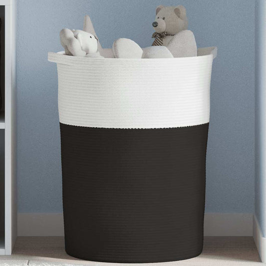 Storage Basket Black and White 49x65 cm Cotton